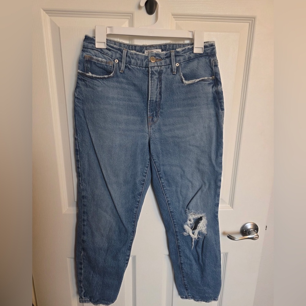 Good American Light Blue Frayed Jeans-Size 4